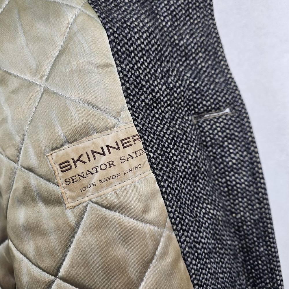 Vtg 80's Lakeland Sportswear Coat Mens 36 Tweed Wool Car Coat Liner Black Gray - Picture 13 of 16